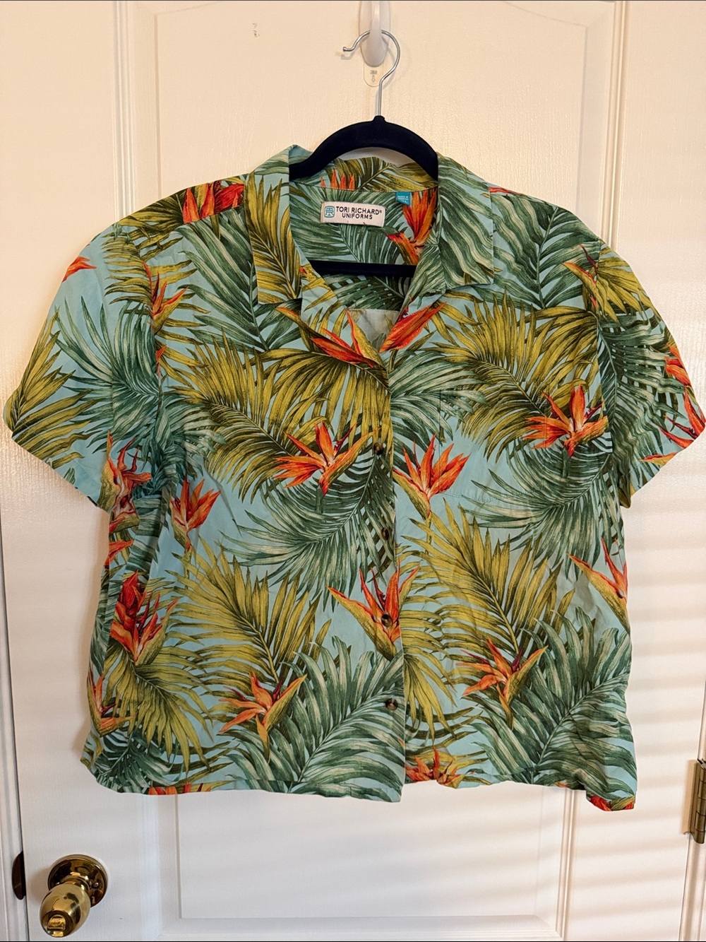 Tori Richard Tropical Palm & Bird-of-Paradise Button-Down Shirt - Aqua Multi